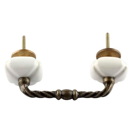 Solid White Square Cut Ceramic Bridge Handle